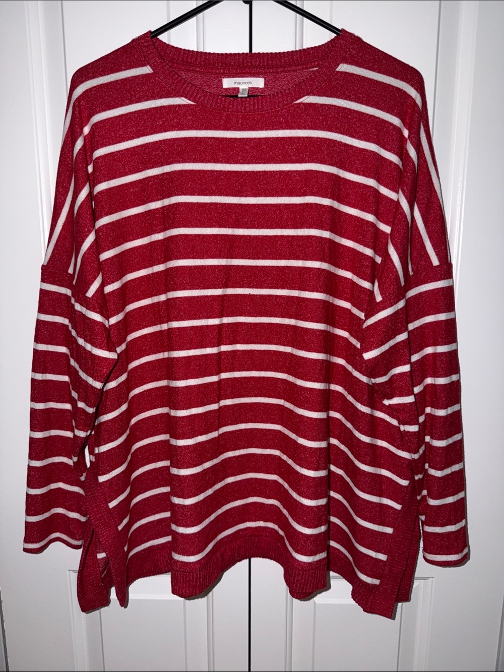 Maurices Red and White Striped Sweater